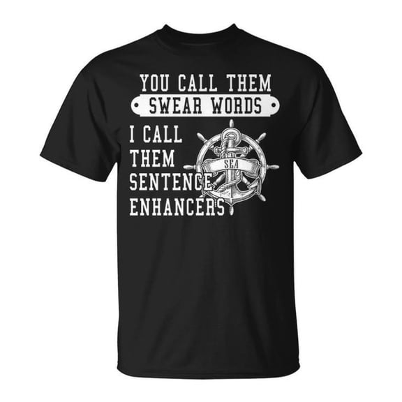 Navy I Call Them Sentence Enhancers Graphic Cotton Tee Unisex Adult Casual Military Humor Comfortable T-Shirt for Everyday Wear, Size XL, Color Black
