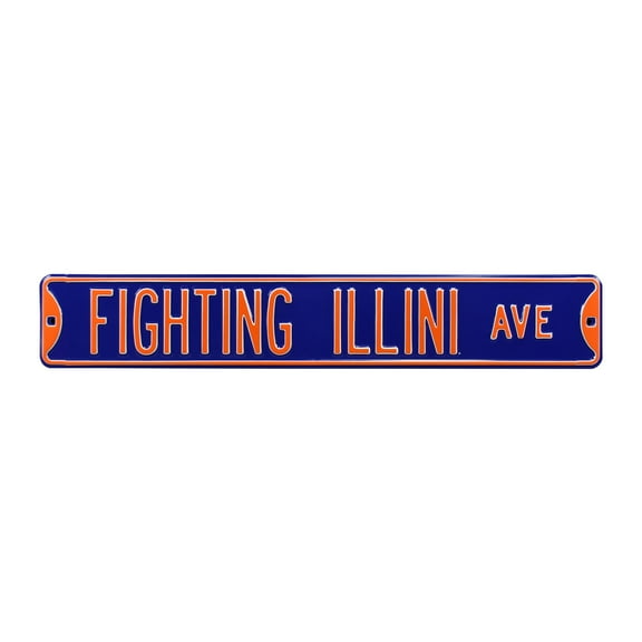 Navy Illinois Fighting Illini 6" x 36" College Ave Street Sign