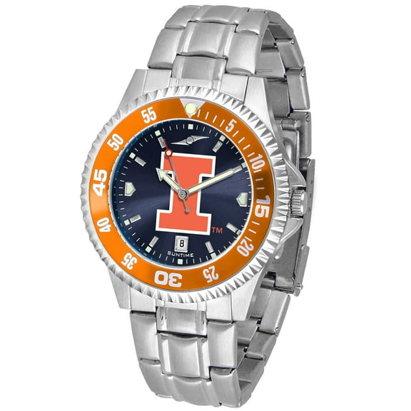 Navy Illinois Fighting Illini Competitor Steel AnoChrome Color Bezel Watch