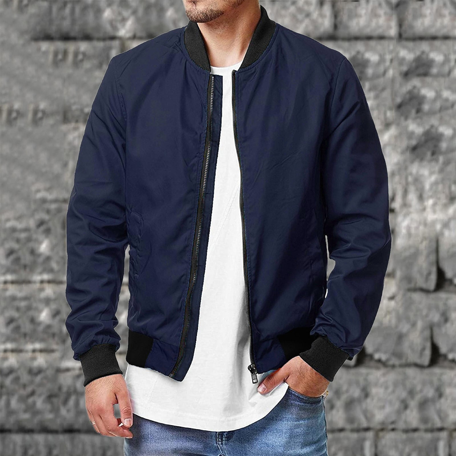 Mens navy casual jacket sale