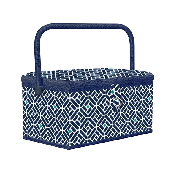 Navy Jacobean Sewing Basket Kit
