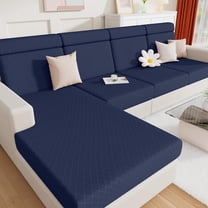 Navy Jacquard Couch Covers, 3PC, New Arrival, Stretch Washable Sofa Slipcovers for 3-Cushion Sectional, Diamond Lattice, Thick Protection