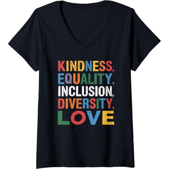 Navy Kindness Peace Equality Love Inclusion Hope Diversity T-Shirt for Positive Vibes