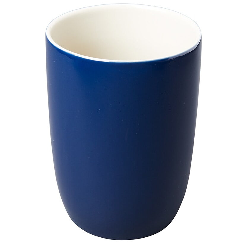 Navy and White Ceramic Cylinder Utensil Crock