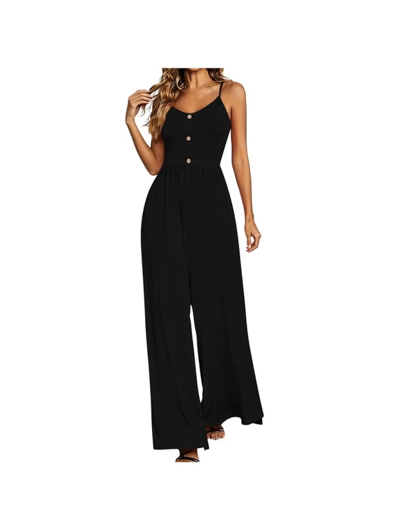 Navy Ladies Adjustable Flare Wide Leg Plain Long Boot Cut Leg Coveralls Pants One Piece for Women Fall Summer Pants Button 2026 Clothes Y2K S
