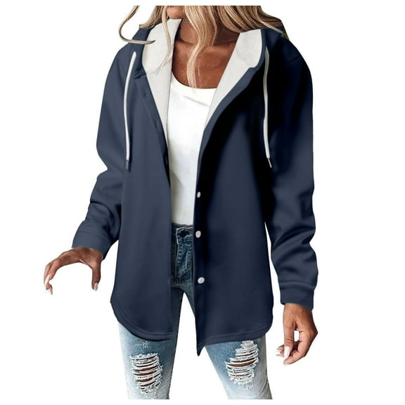 Navy Hoodies for Women Fall Winter Long Sleeve Casual Hooded Basic Hood Coats Women 2025 Clothes Fashion Y2K 3XL