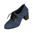 thumbnail image 1 of Navy Ladies Winter Footwear With Lace-Up Style And 3.1 Inch Thick Heel For Casual Outings, 1 of 9