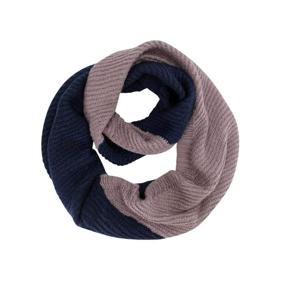 Navy & Lavender Two-Tone Ribbed Knit Infinity Scarf