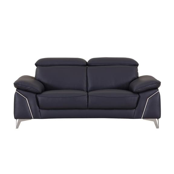Navy Leather - Stainless Steel Legs - Living Room Relax - Stable and Elegant