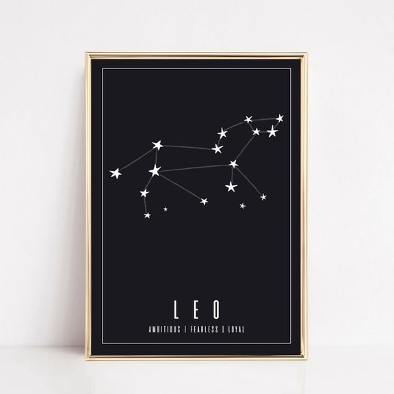 Navy Leo Constellation Print, Astrology Wall Art UNFRAMED PAPER POSTER, Home Decor, Vintage Gift, Living Room Dercor