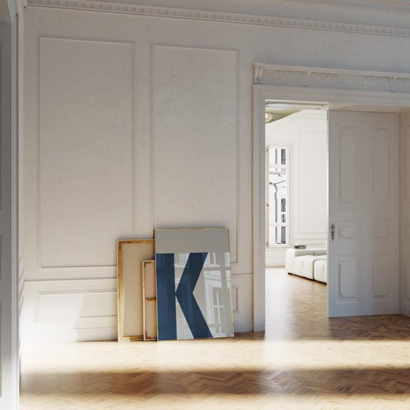 Navy Letter K Monogram Dorm Decor Wall Art