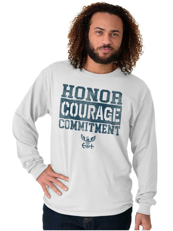 Navy Logo Honor Courage Commitment Long Sleeve TShirt Men Women Brisco Brands S
