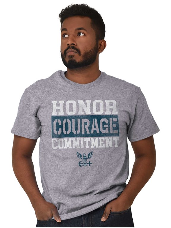 Navy Logo Honor Courage Commitment Men's Graphic T Shirt Tees Brisco Brands L
