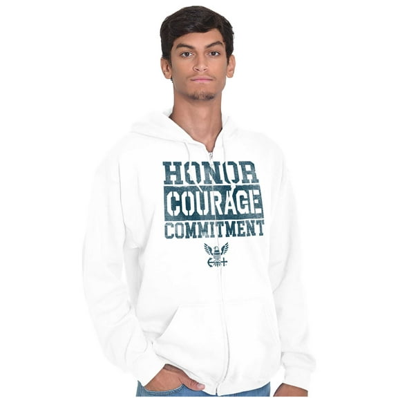 Navy Logo Honor Courage Commitment Zip Up Hoodie Men's Women's Brisco Brands M