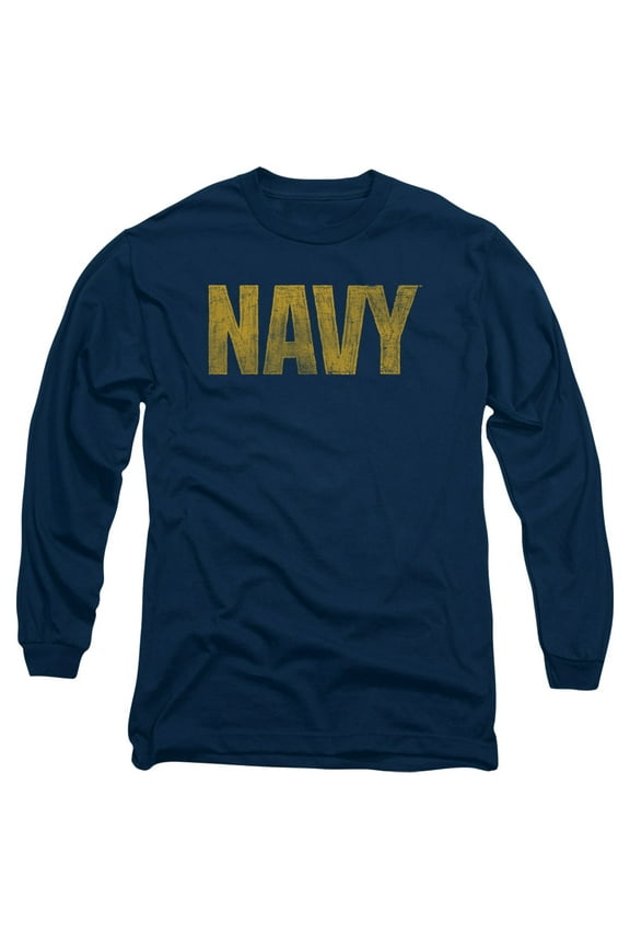 Navy - Logo - Long Sleeve Shirt - Large