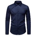 thumbnail image 1 of Navy Long Sleeve Tops for Man Summer Fall Collared Turtle Neck Lounge Basic Tops Shirt Blouses Man Button 2026 Soft Comfy Clothing Fashion Country Concert Y2K M, 1 of 7