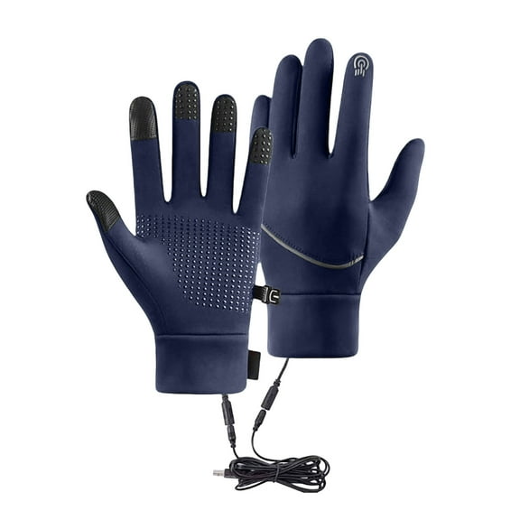 Navy M Heated Gloves For Men Women Mittens Touchscreen Waterproof Usb Winter Gloves Heating Glove Navy Blue Size M For Driving Cycling Hunting Hiking