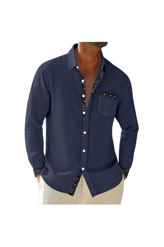 Navy Man Long Sleeve Outfits for Man Turtleneck Faux Linen Lounge Cardigan Plain Fall Summer Coat Button 2026 Clothes Trendy Country Concert M