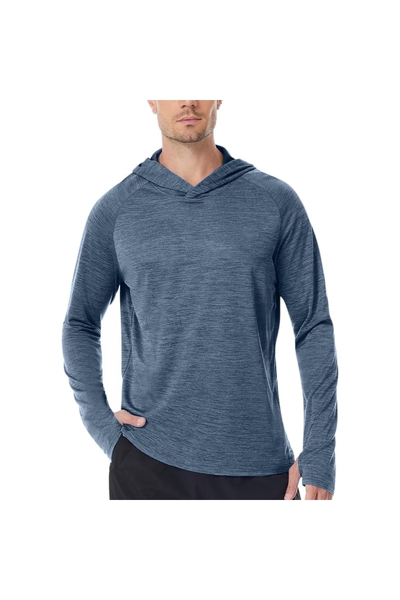 Navy Man Sun Protection with Hood Basic Hoods Outerwear for Man Long Sleeve Spandex Fishing Summer Fall 2026 Clothing Regular Fit M