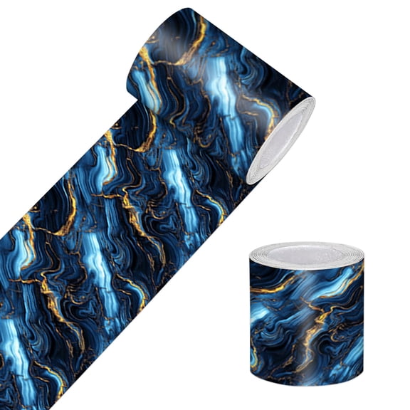 Navy Marble Pattern Peel and Stick Wallpaper Border 4x196in