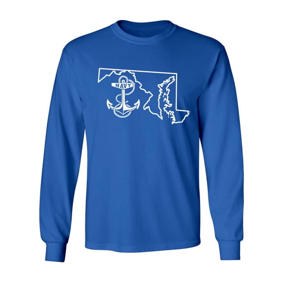 Navy Maryland Adult Long Sleeve T-shirt