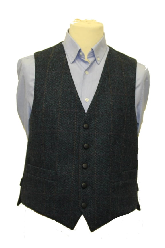 Navy Men's Full Back Wool Tweed Vest from Ireland