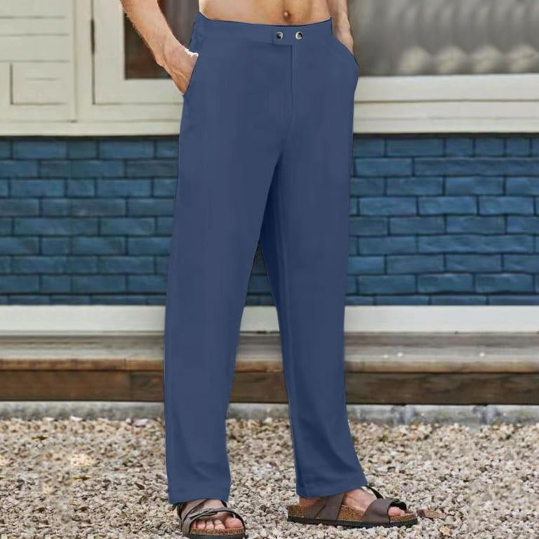 Full Lenght Navy Blue Regular Fit Cotton Men's Formal Pant