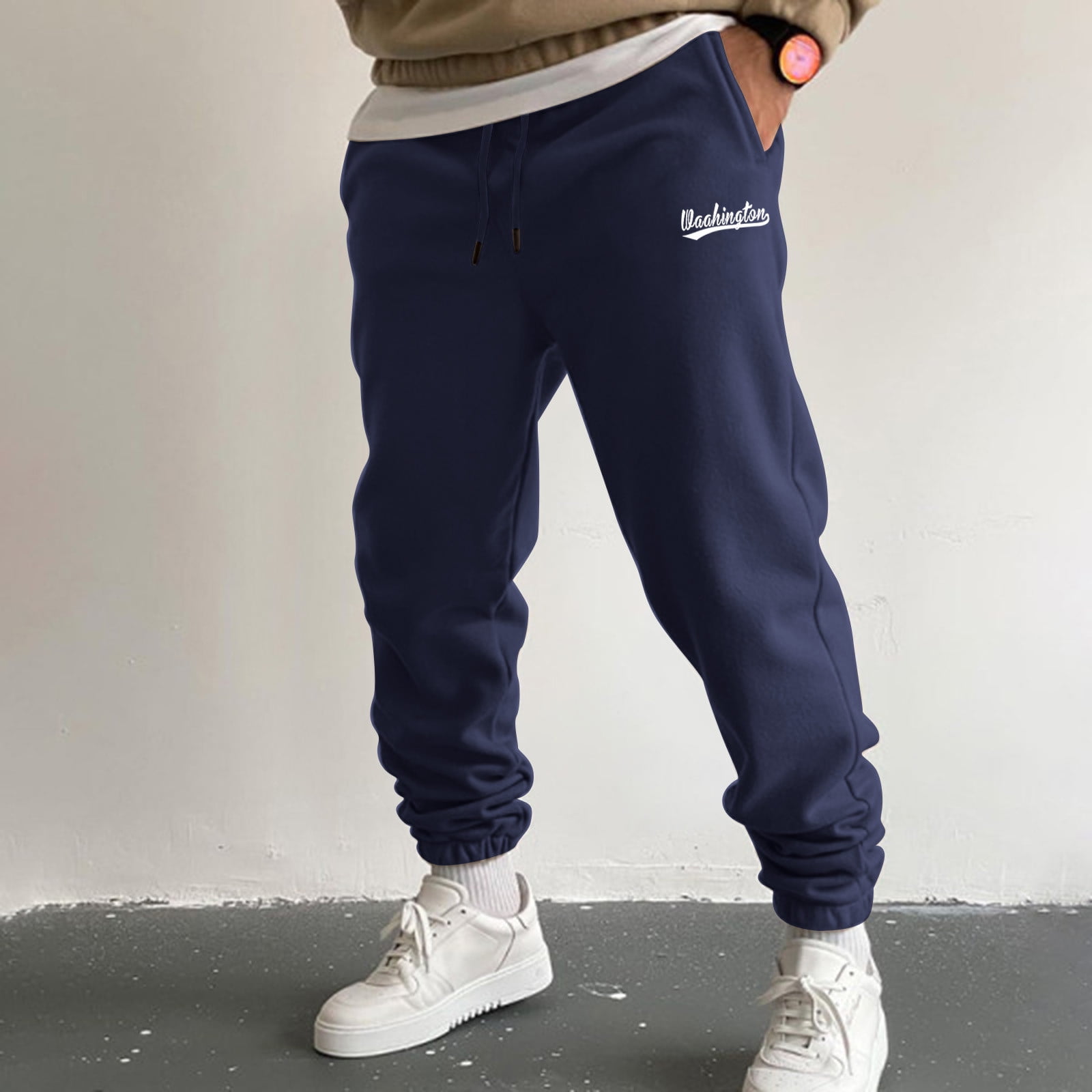Plain navy blue outlet jogging bottoms