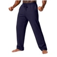 thumbnail image 1 of Navy Mens Track Athletic Lounge Jogger Pants for Mens Ruched Paperbag Straight Leg Basic Long Leg Summer Fall Pants 2026 Soft Comfy Clothes Fashion Country Concert XXL, 1 of 3