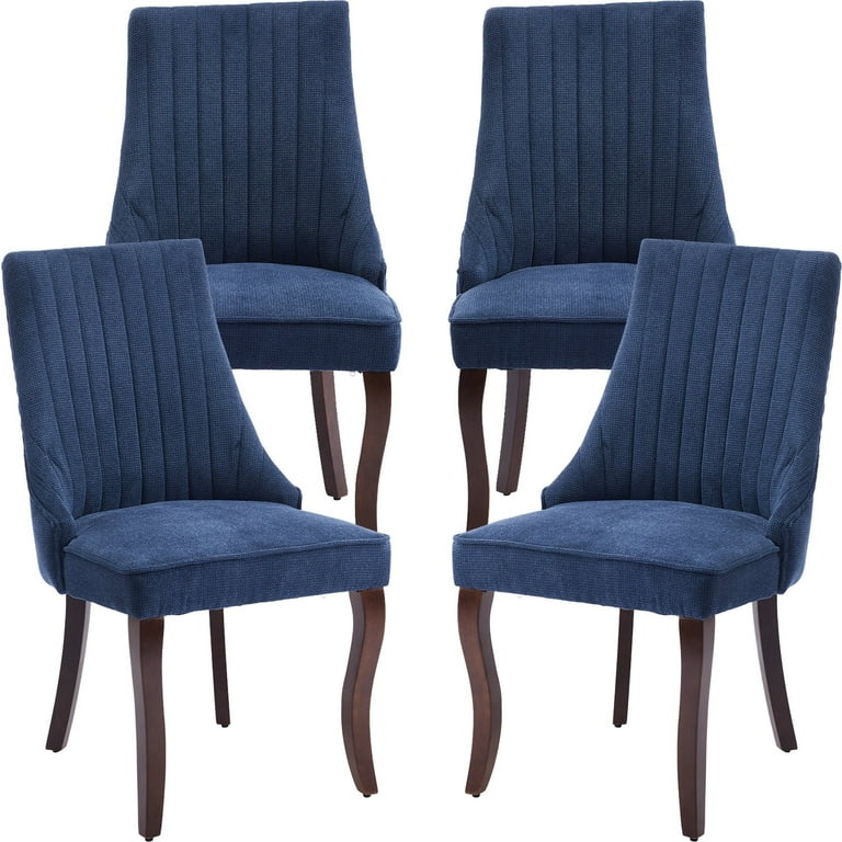 Navy Mid Century Dining Chairs Set of 4, Modern Kitchen Dining
