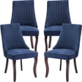 thumbnail image 1 of Navy Mid Century Dining Chairs Set of 4, Modern Kitchen & Dining Room Chairs Set of 4, Linen Upholstered Kitchen Chairs for Dining Table, Sillas de Comedor, Wood Legs (Blue, 4 Pcs), 1 of 12