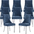 thumbnail image 1 of Navy Mid Century Dining Chairs Set of 8, Modern Kitchen & Dining Room Chairs Set of 8, Chenille Fabric Upholstered Kitchen Chairs for Dining Table, Sillas de Comedor, Silver Legs (Blue, 8 Pcs), 1 of 11