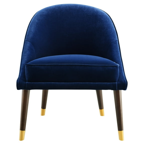 Navy Mid-century Velvet Accent Chair - Comfy Welted Cushion Splayed Legs 29.38 Lb 23.86 In. Width X 29.25 Height 26.99 Depth Modern In Hardwood Solid & Brass Tips Upholstery W H D