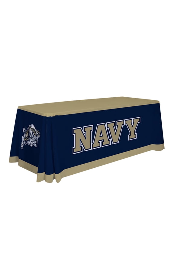 Navy Midshipmen 6' College Sports Printed Table Throw - NCAA Licensed - Polyester Draped - School Tablecloth (Gold, Navy Blue)