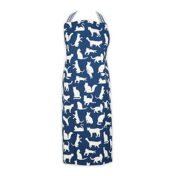 Navy Multiple Cat Print Chef Apron Multi-Color Cotton 35x28x0.2