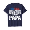 thumbnail image 1 of Navy My Favorite Wrestler Calls Me Papa T-Shirt with American Flag Design for Wrestling Fans, 1 of 5