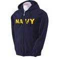 thumbnail image 1 of Navy NAVY Full-Zip Hooded Sweatshirt with gold print, 1 of 3