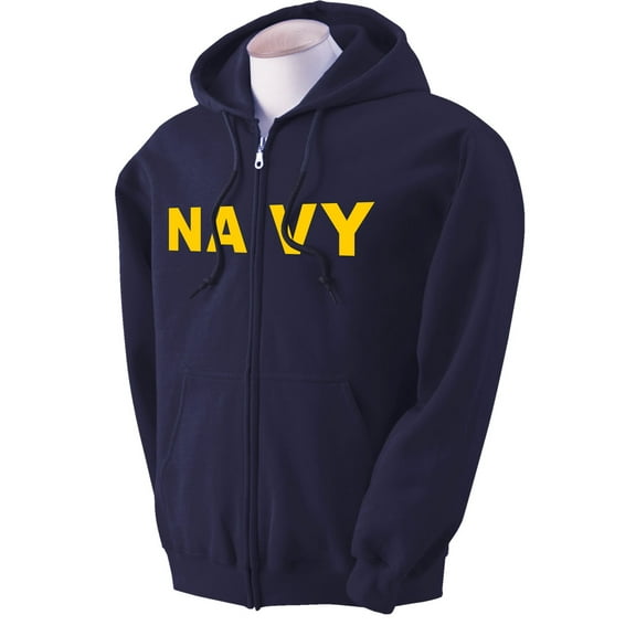 Navy NAVY Full-Zip Hooded Sweatshirt with gold print
