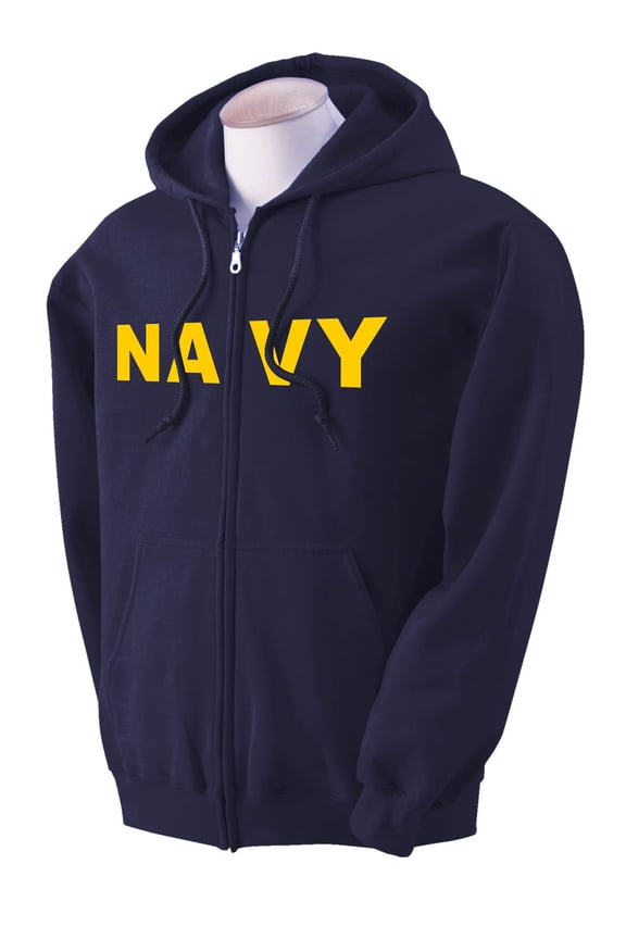 Navy NAVY Full-Zip Hooded Sweatshirt with gold print