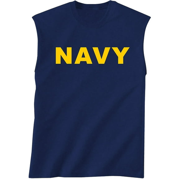 Navy NAVY Sleeveless T-Shirt with gold print