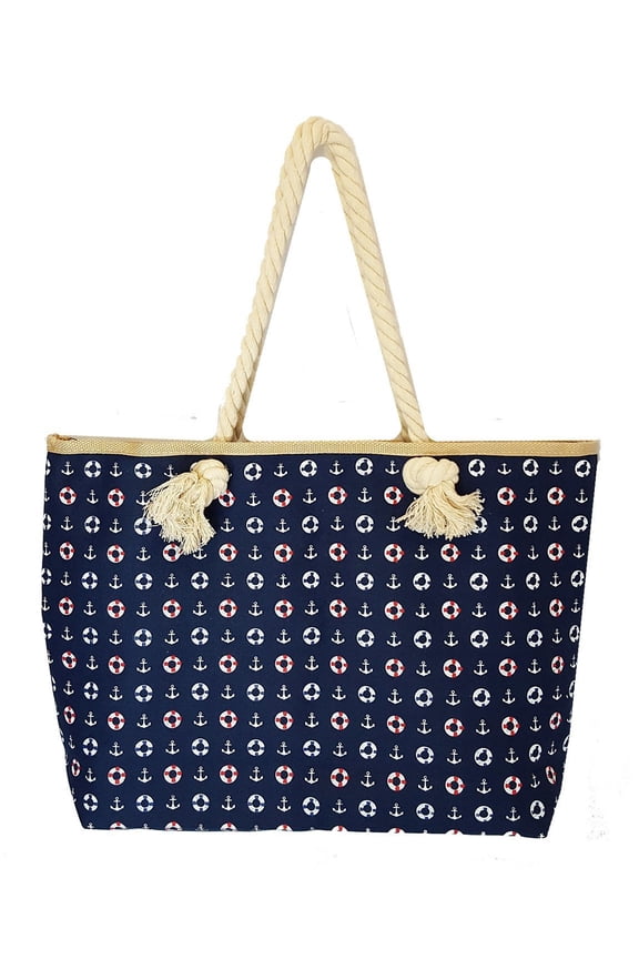 Navy Nautical Themed Shopping Tote