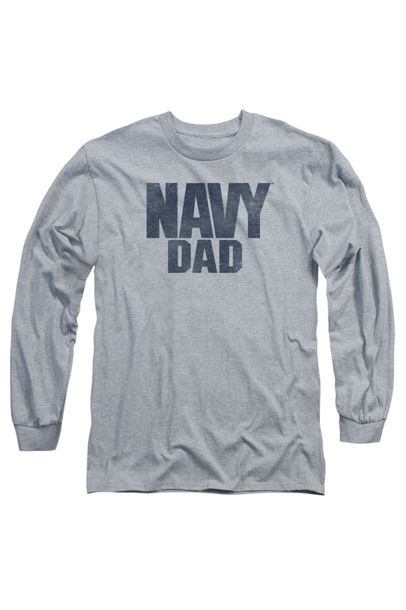 Navy Navy Dad Long Sleeve Adult 18/1 T-Shirt Athletic Heather