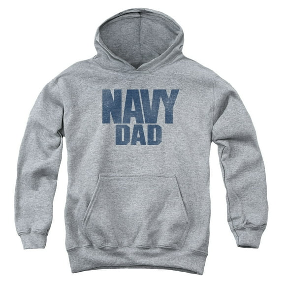 Navy Navy Dad Youth Pullover Hoodie Sweatshirt Athletic Heather