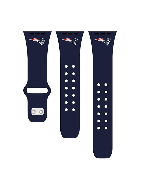 Navy New England Patriots Logo Silicone Apple Watch Band