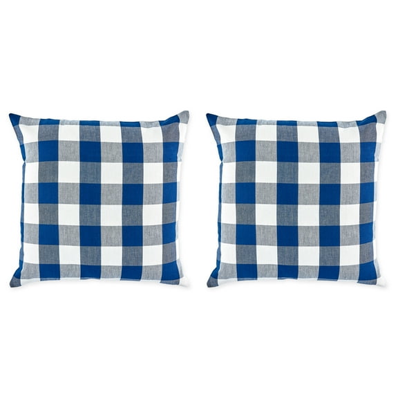Navy/Off White Buffalo Check Pillow 20x20 Set/2