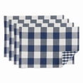 thumbnail image 1 of Navy & Off White Reversible Gingham & Buffalo Check Placemat - Set of 4, 1 of 1