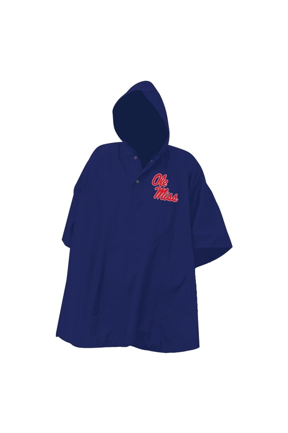 Navy Ole Miss Rebels Deluxe Adult Stadium Quarter-Snap-Rain Poncho