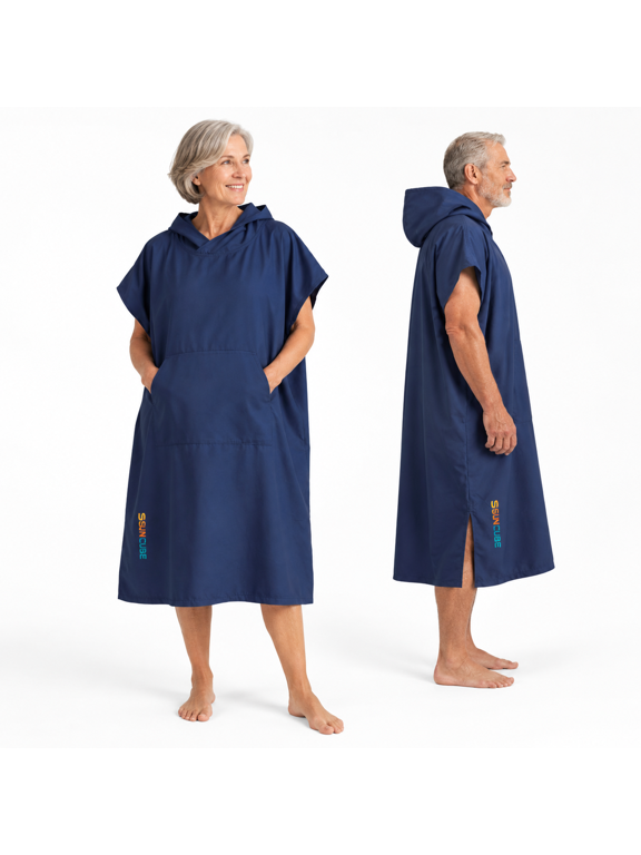 Navy One Size Unisex Microfiber Surf Poncho Changing Robe Towel Cover Up