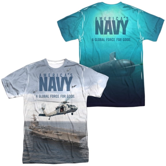 Navy Over and Under Unisex Adult Sublimated Costume T Shirt (Front/Back), Medium