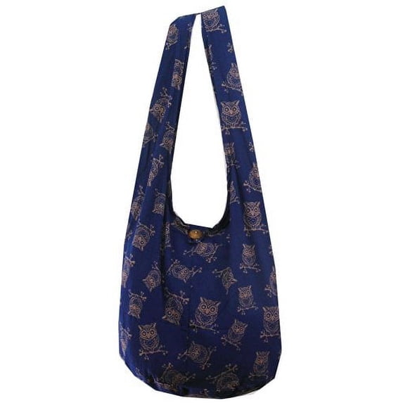Navy Owl Hippie Boho Vintage Sling Cross body Shoulder Messenger Bag Large OWSL2